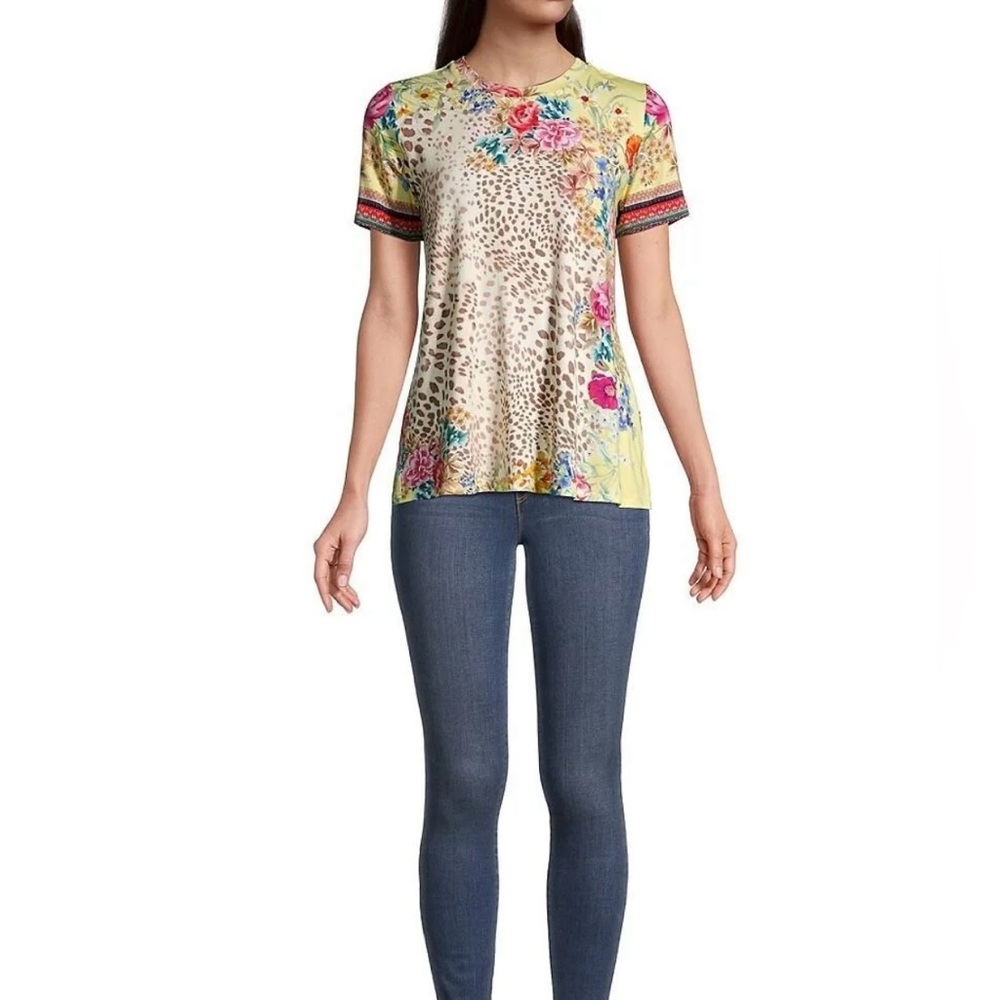 Johnny Was Wildflower Favorite Crewneck Swing Tee S Gem